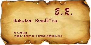 Bakator Romána névjegykártya